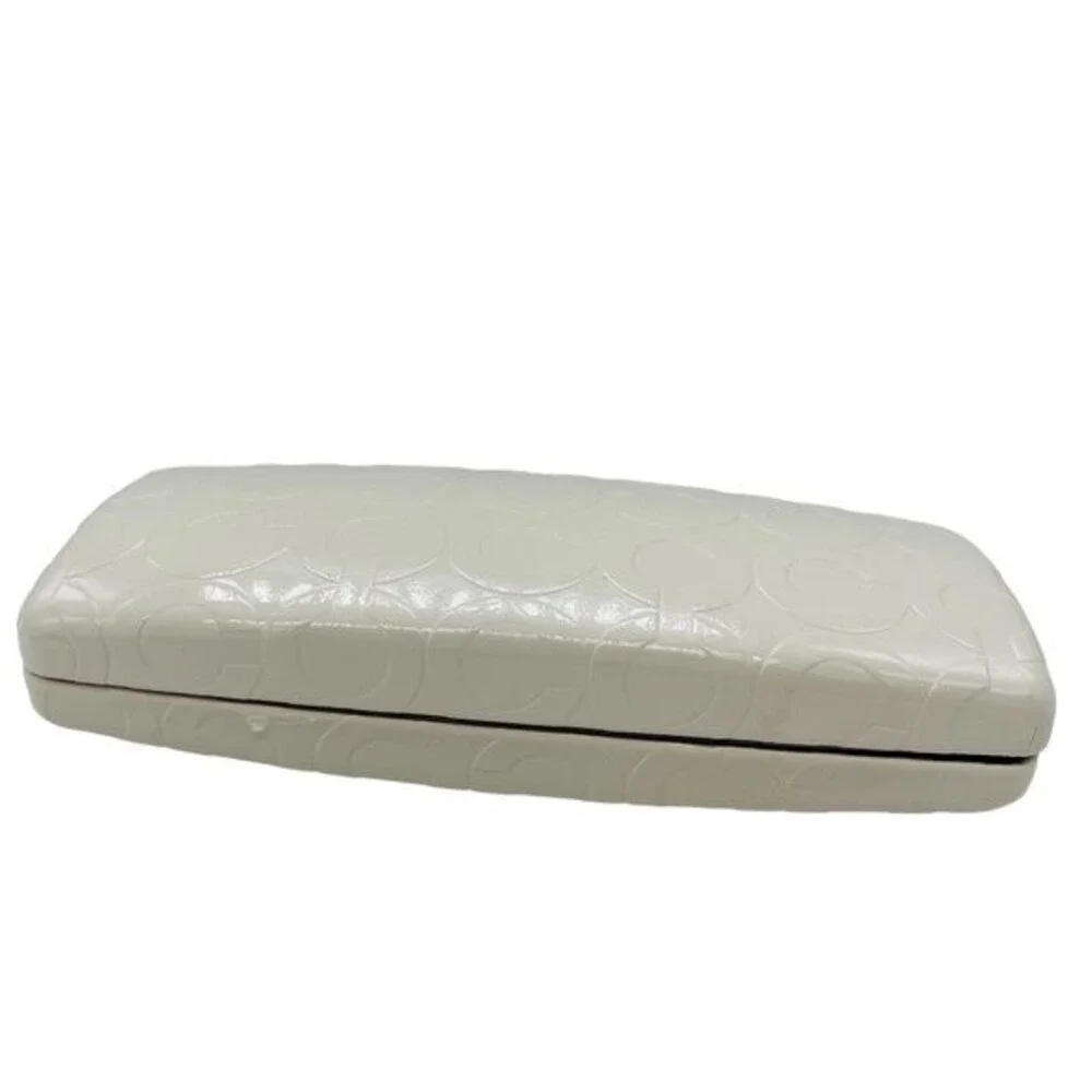 COACH White Embossed Leather Eyeglasses Sunglasses Hard Clamshell Case